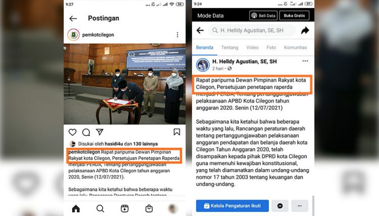 Postingan IG Pemkot Cilegon dan FB Helldy: DPR Jadi Dewan Pimpinan Rakyat